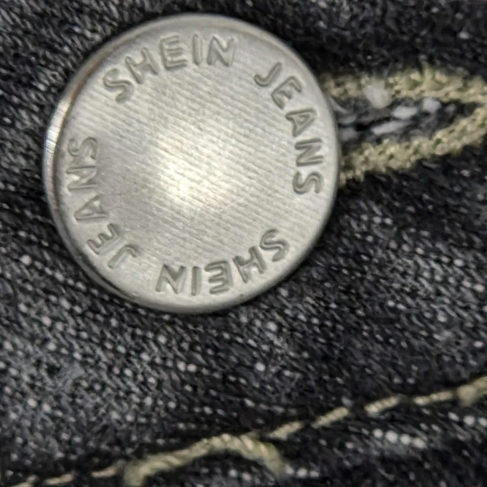 SheIn Jeans Womens 30 Gray Charcoal Wash High Rise Straight Cargo Pockets Denim